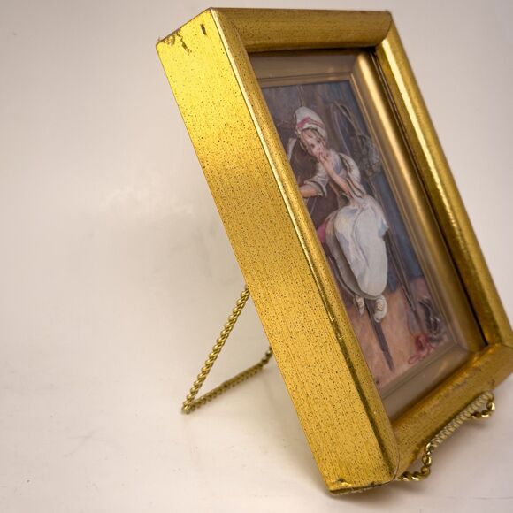 Vintage 3D Dimensional Framed Art 7x9 Gold Frame Victorian Child Scene - Picture 8 of 13